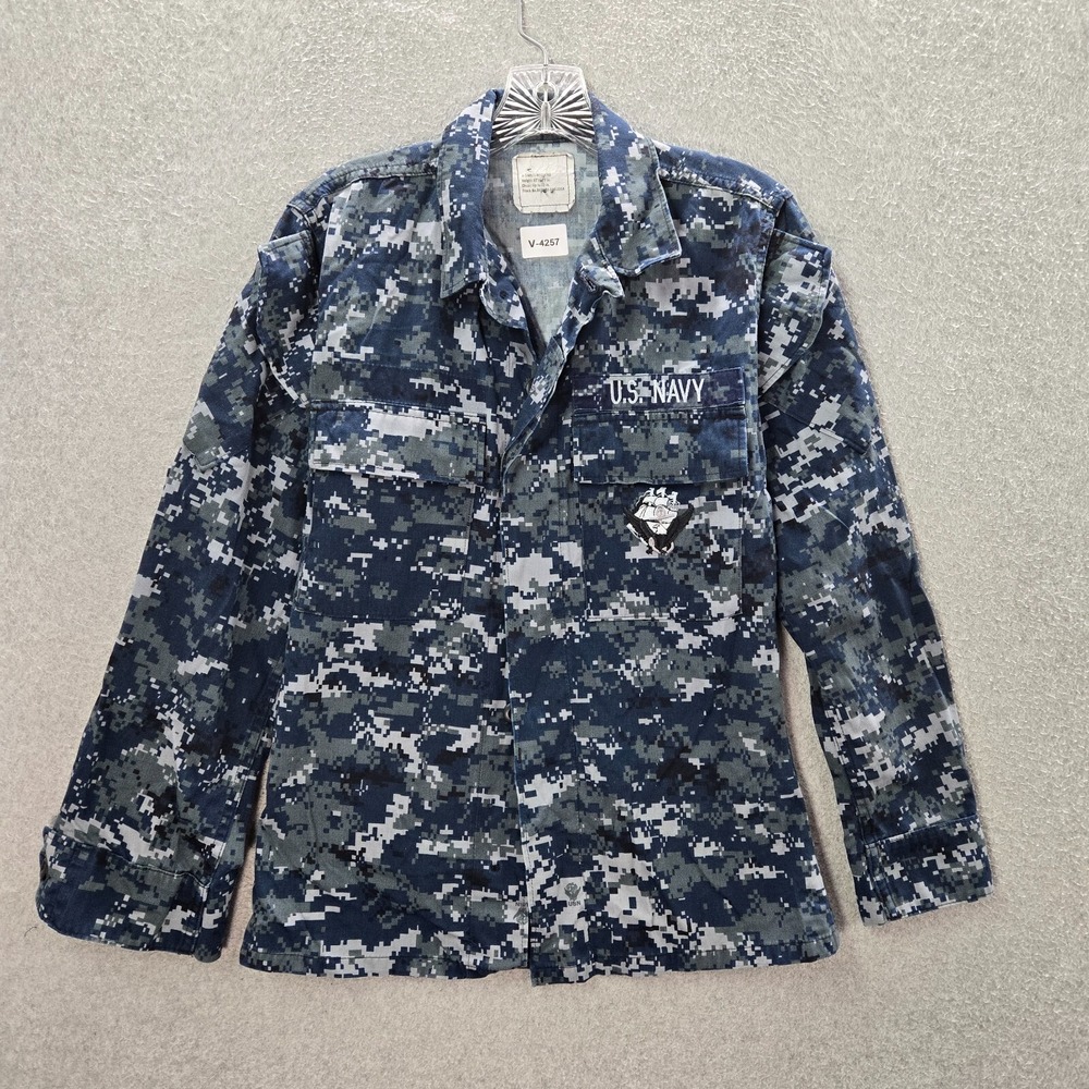 US Navy Men Jacket XS Blue Digital Camo Blouse Utility Combat‎
